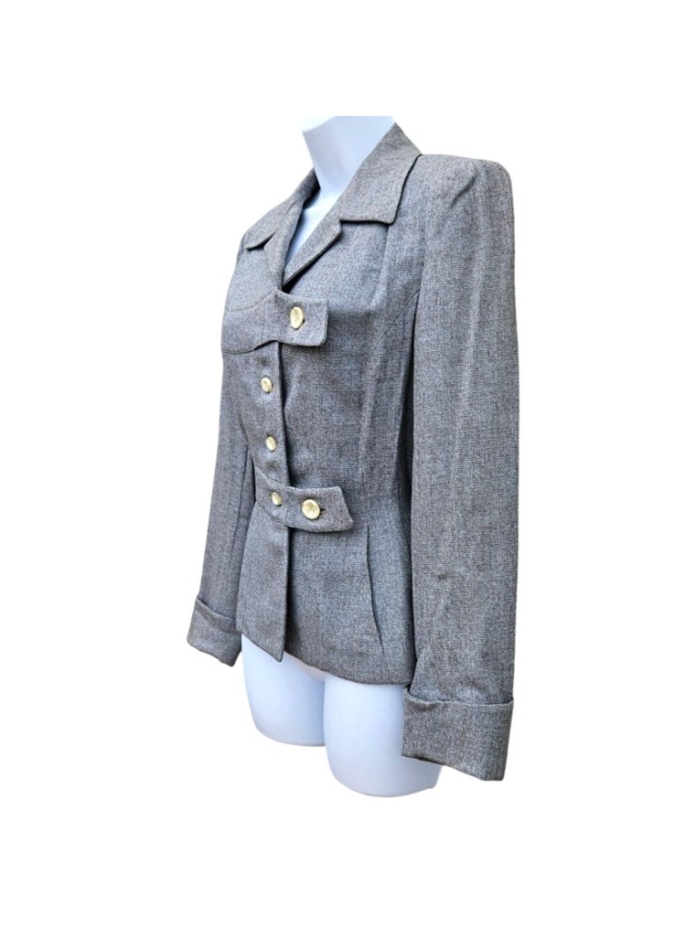 Vintage 30s 40s Gray Wool Hourglass Jacket Union Label Medium Vintage 26" Waist - Picture 2 of 16